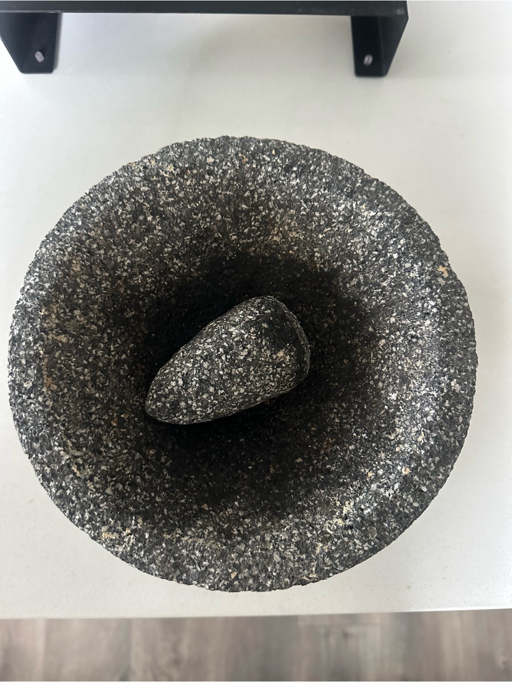 Crate&Barrel Black Large Granite Mortar and Pestle